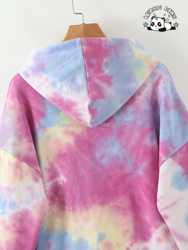 LEZONKIDS - Pink Blue Tie Dye Hoodie Joggers Shorts Pants Set Children Girls Tie Dye Kids Clothing